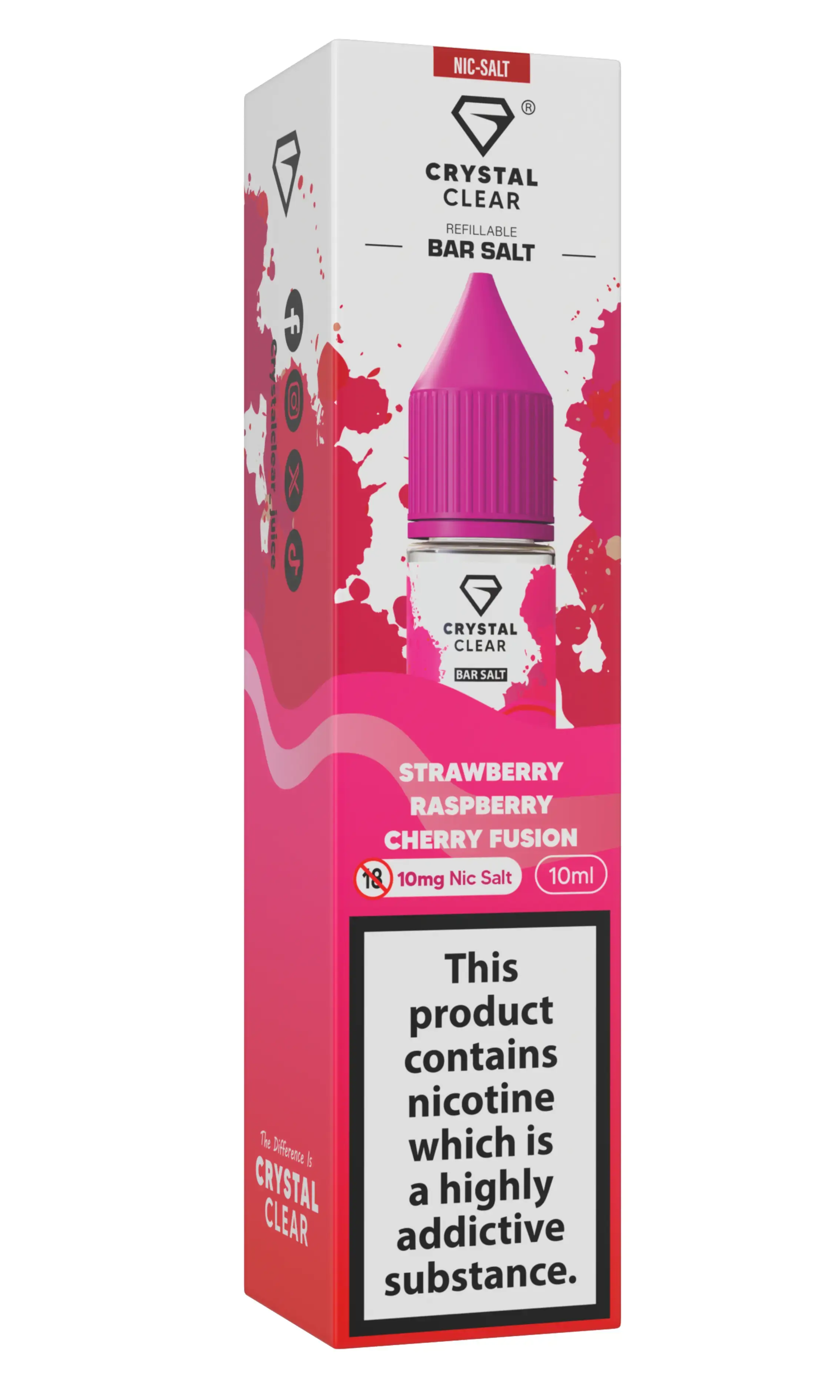 Strawberry Raspeberry Cherry Fusion Nic Salt E-Liquid by Crystal Clear Bar Salts 10ml